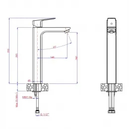 Смеситель для раковины PAINI Viva Style без донного клапана, высокий, хром (CR)