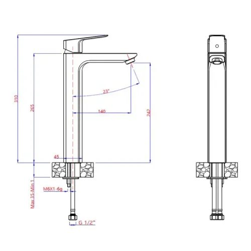 Смеситель для раковины PAINI Viva Style без донного клапана, высокий, хром (CR)