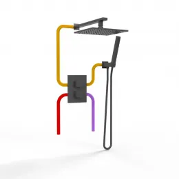 Комплект на 2 потребителя с термостатом Grazia PAINI, для душа, черный брашированный PVD