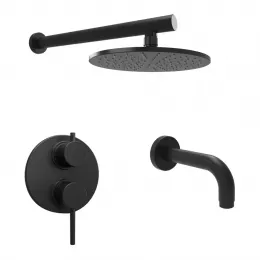 Комплект на 2 потребителя Cox PAINI, для ванны с верхним душем, черный брашированный PVD