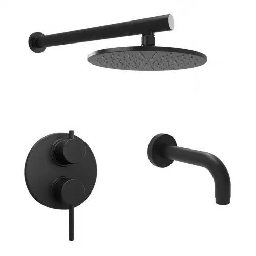 Комплект на 2 потребителя Cox PAINI, для ванны с верхним душем, черный брашированный PVD