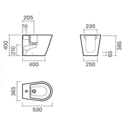 Биде BTW приставное 53 Sanitana GLAM