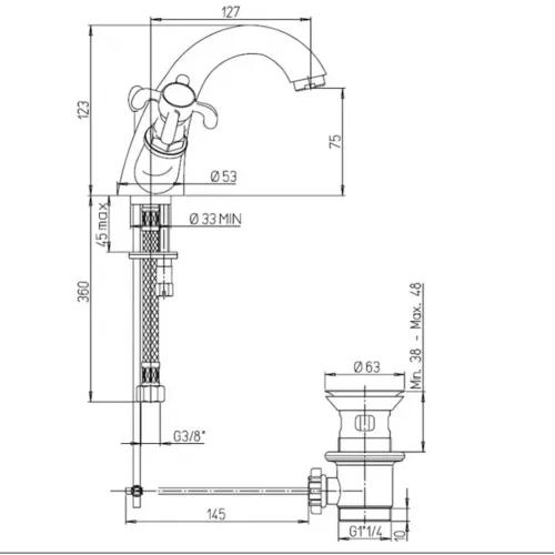 Смеситель для раковины PAINI Ornellaia, хром (CR)