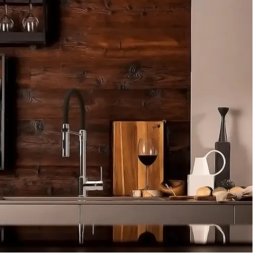 Смеситель для кухни PAINI Cox гибкий излив черный, хром (CR)