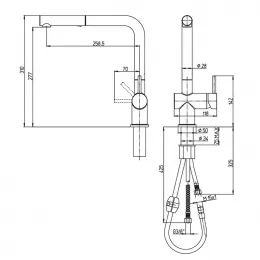 Смеситель для кухни PAINI Cucina выдвижной излив, хром (CR)