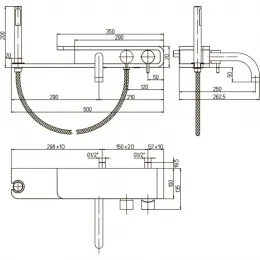 Смеситель для ванны PAINI Pad с аксессуаром, хром (CR)