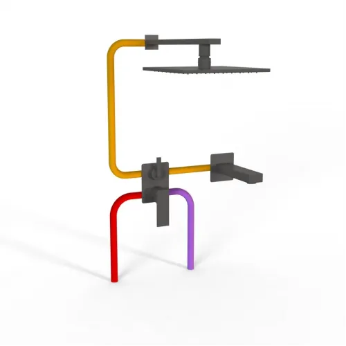 Комплект на 2 потребителя Grazia PAINI, для ванны с верхним душем, черный брашированный PVD