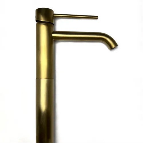 Смеситель для раковины PAINI Cox, без донного клапана, удлиненный излив, высокий, брашированное золото PVD (PJ)