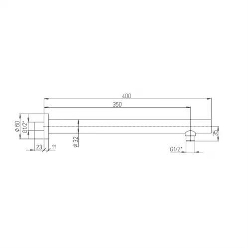Кронштейн для верхнего душа PAINI 400 мм. круглый, черный (YO)