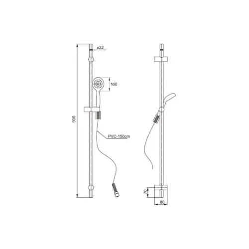 Душевой гарнитур PAINI Torino, 900 мм, чёрный (YO)
