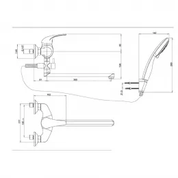 Смеситель для ванны PAINI Smile с длинным изливом с аксессуаром, хром (CR)