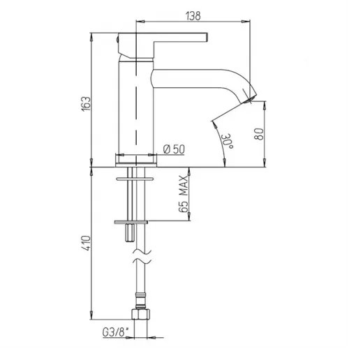 Смеситель для раковины PAINI Brera без донного клапана, черный брашированный PVD (PZ)