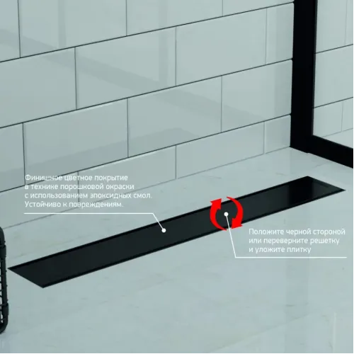 Душевой лоток PAINI Klasik 650 мм D40, черный матовый