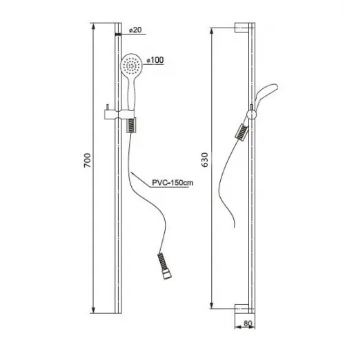 Душевой гарнитур PAINI Catania 700, хром (CR)