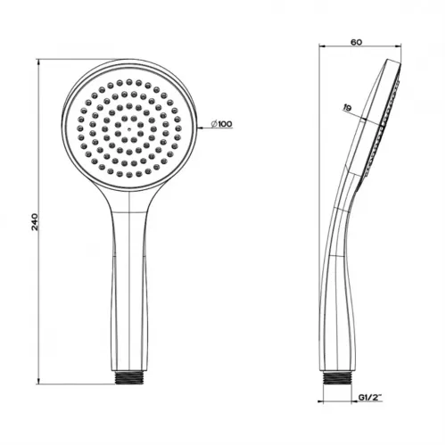 Душевая лейка ручная PAINI Torino 100 мм, чёрный (YO)
