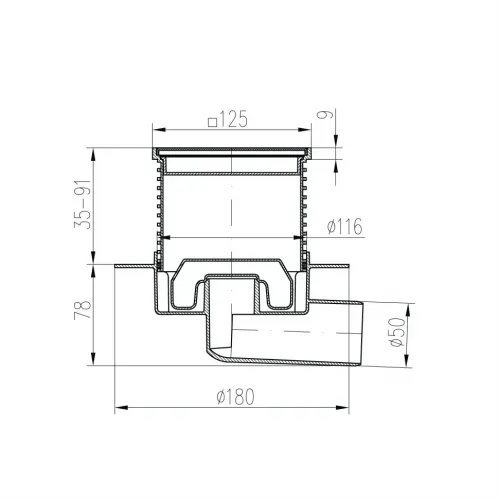 Душевой трап с решеткой PAINI 125х125 мм, Нептун