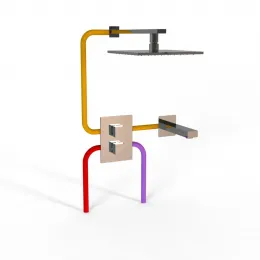 Комплект на 2 потребителя с термостатом Grazia PAINI, для ванны с верхним душем, хром