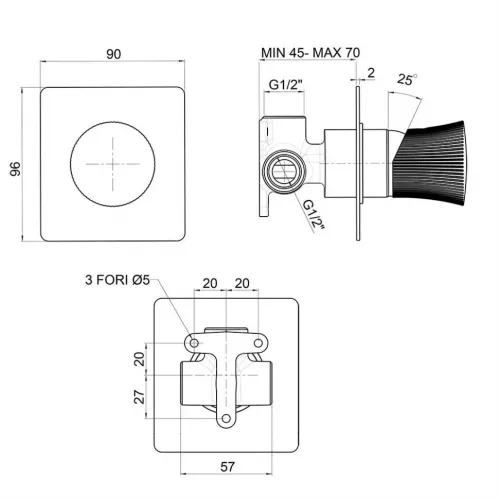 Смеситель для душа PAINI Domus встраиваемый, брашированное золото PVD (PJ)