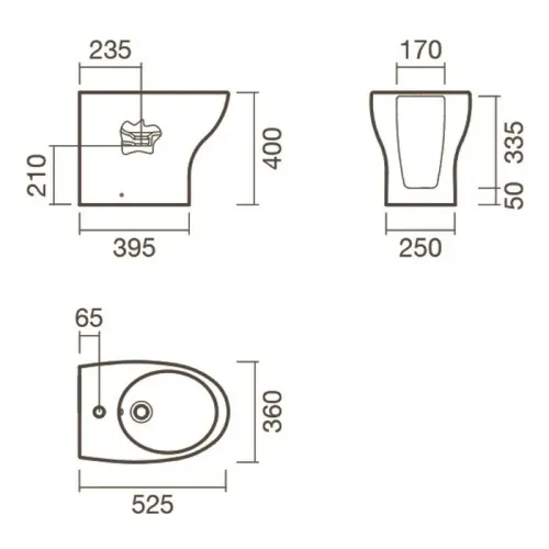 Биде BTW приставное Sanitana POP ART