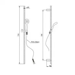 Душевой гарнитур PAINI Bergamo 700, хром (CR)