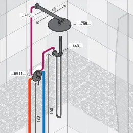 Комплект на 2 потребителя Viva Style PAINI, для душа, черный