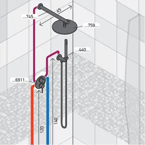 Комплект на 2 потребителя Viva Style PAINI, для душа, черный