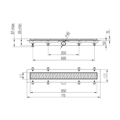 Душевой лоток PAINI Harmony 650 мм, черный матовый