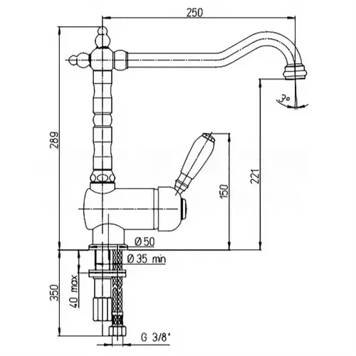 Смеситель для кухни PAINI Cucina, старая бронза
