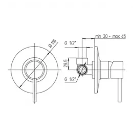 Смеситель для душа PAINI Cox встраиваемый, брашированное золото PVD (PJ)