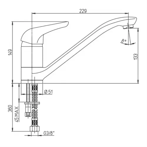 Смеситель для кухни PAINI Atomix, хром (CR)