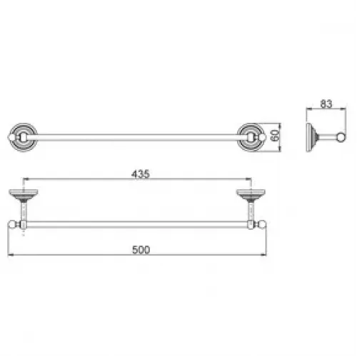 Держатель для полотенец PAINI Duomo 500 мм., хром (CR)