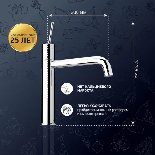 Смеситель для кухни PAINI Cox джостиковое управление, хром (CR)