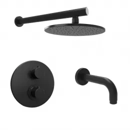 Комплект на 2 потребителя с термостатом Cox PAINI, для ванны с верхним душем, черный брашированный PVD