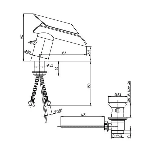 Смеситель для биде PAINI Morgana, излив темное дерево, хром (CR)