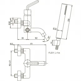 Смеситель для ванны PAINI Pixel с аксессуаром, хром (CR)
