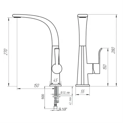 Смеситель для кухни PAINI Serena, хром