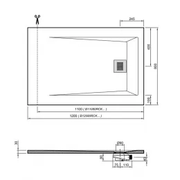 Поддон для душа Sanitana ROCKS 1200х800, антрацит