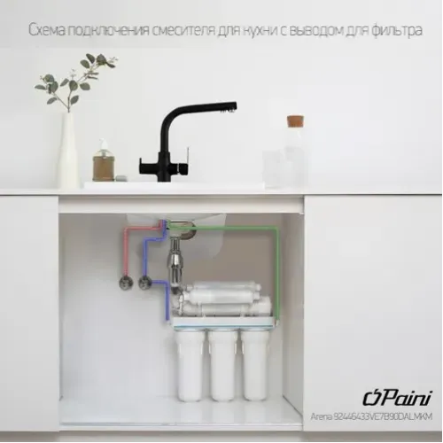 Смеситель для кухни PAINI Arena на 3 воды, черный (YO)