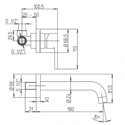 Смеситель для раковины PAINI Arena, встраиваемый, черный (YO)
