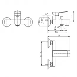 Смеситель для ванны PAINI Tank без аксессура, хром (CR)