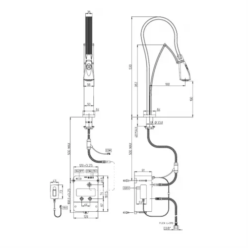 Смеситель для кухни PAINI Hybrid электрический, сталь PVD