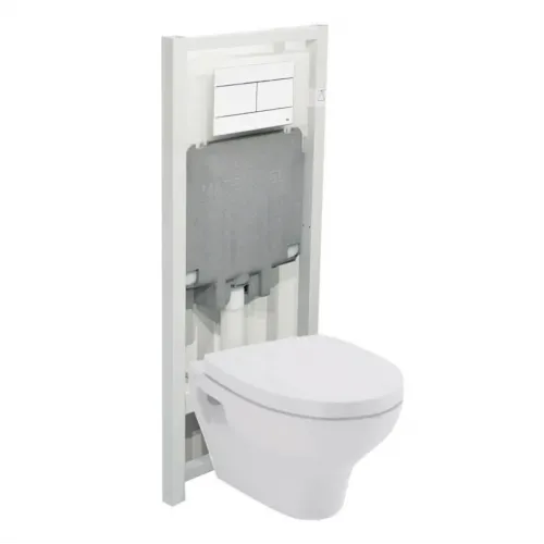 Комплект подвесного унитаза Pop 4 в 1, кнопка белая