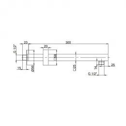 Кронштейн для верхнего душа PAINI 300 мм. квадратный, черный брашированный PVD (PZ)