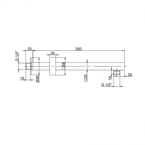 Кронштейн для верхнего душа PAINI 300 мм. квадратный, черный брашированный PVD (PZ)
