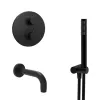 Комплект на 2 потребителя с термостатом Cox PAINI, для ванны с ручным душем, черный брашированный PVD