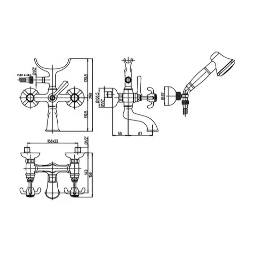 Смеситель для ванны PAINI Ornellaia с аксессуаром, хром (CR)