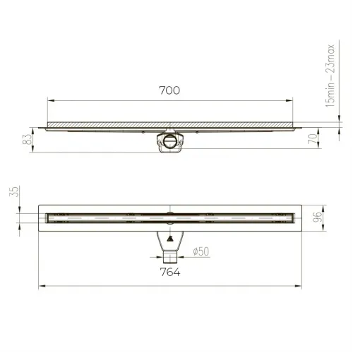 Душевой лоток PAINI Slim Line 700 мм D50, сатин хром