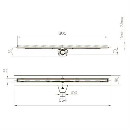 Душевой лоток PAINI Slim Line 800 мм D50, сатин хром