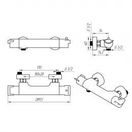 Смеситель для душа PAINI Morgana с термостатом, никель PVD (PW)