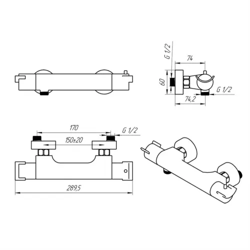 Смеситель для душа PAINI Morgana с термостатом, никель PVD (PW)
